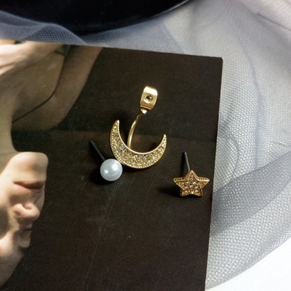 💙LAST ONE 💖Silver posts Moon Star - Picture 2 of 9